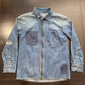 Zara Kids Boys Denim Long Sleeve Shirt with Zipper Size 8
